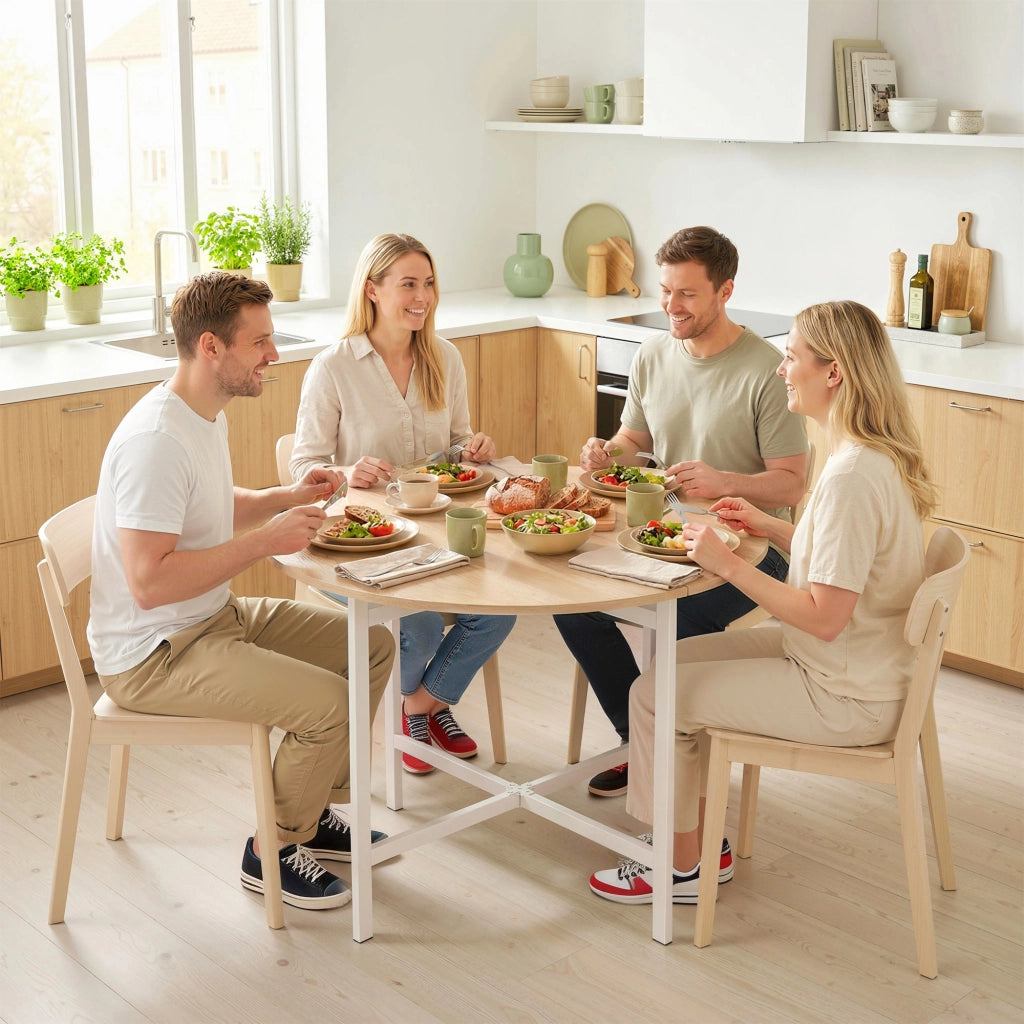 Tavolo da pranzo pieghevole rotondo ¨C zephmum ¨C legno effetto naturale 80 cm