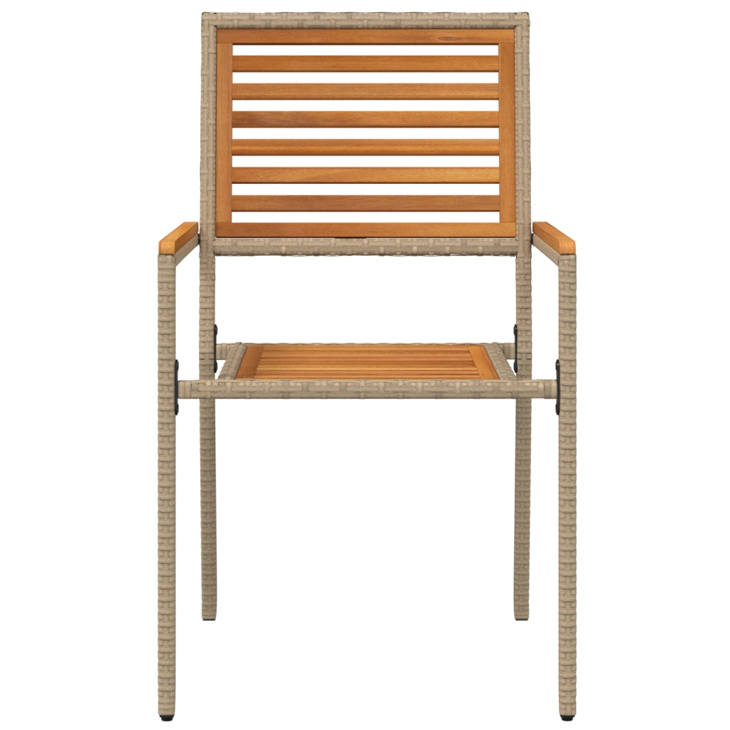 Sedia da Giardino Impilabile  con Cuscini 2 pz Beige in Polirattan