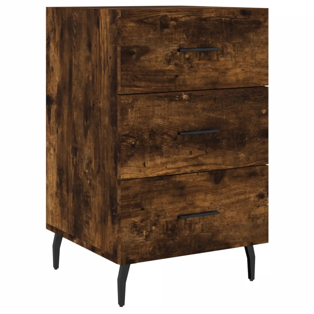 Comodino | Armadio da Notte | Mobiletto da notte Rovere Fumo 40x40x66 cm in Legno Multistrato