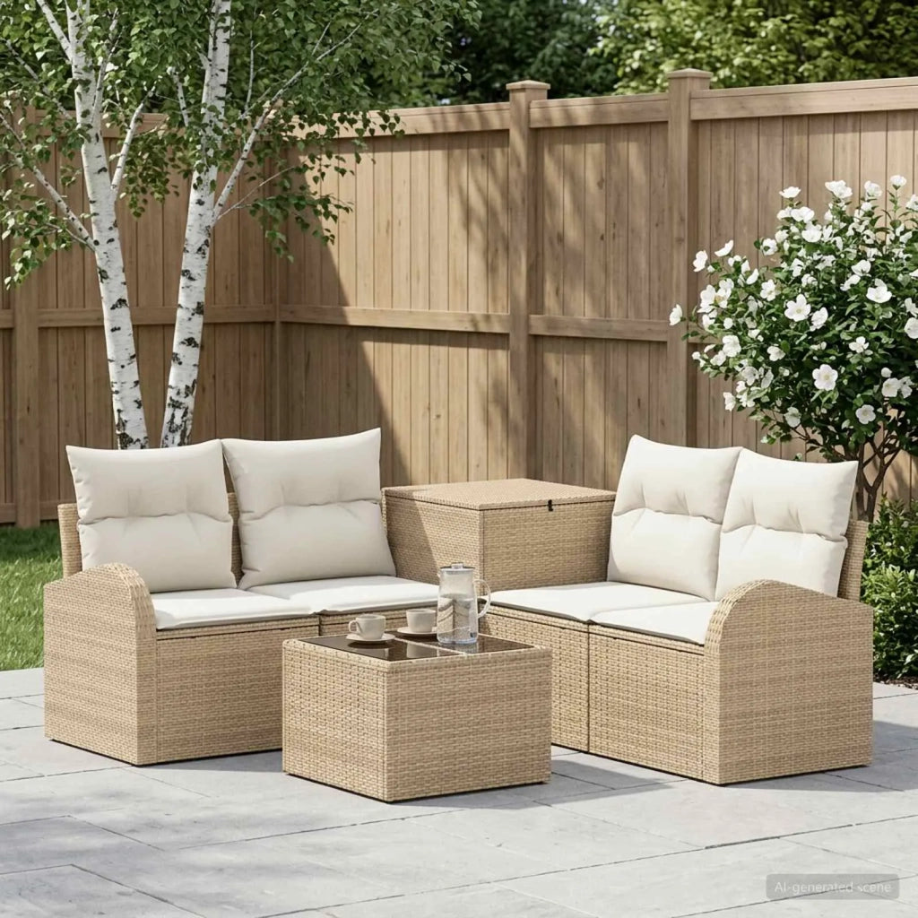 Set di divani 6 pz Beige e Bianco Crema 3447198