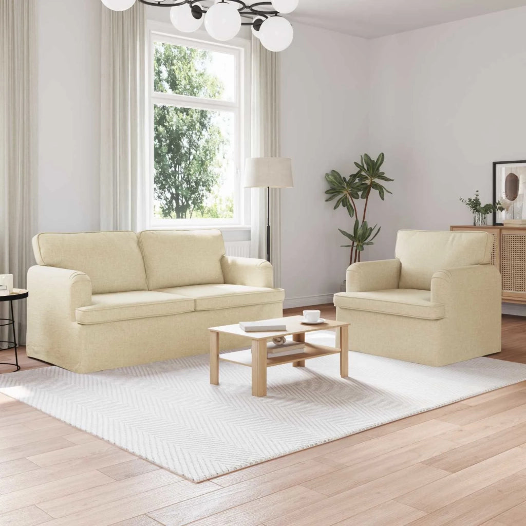 Divano 2 pcs Crema 162 x 80 x 85 cm Tessuto