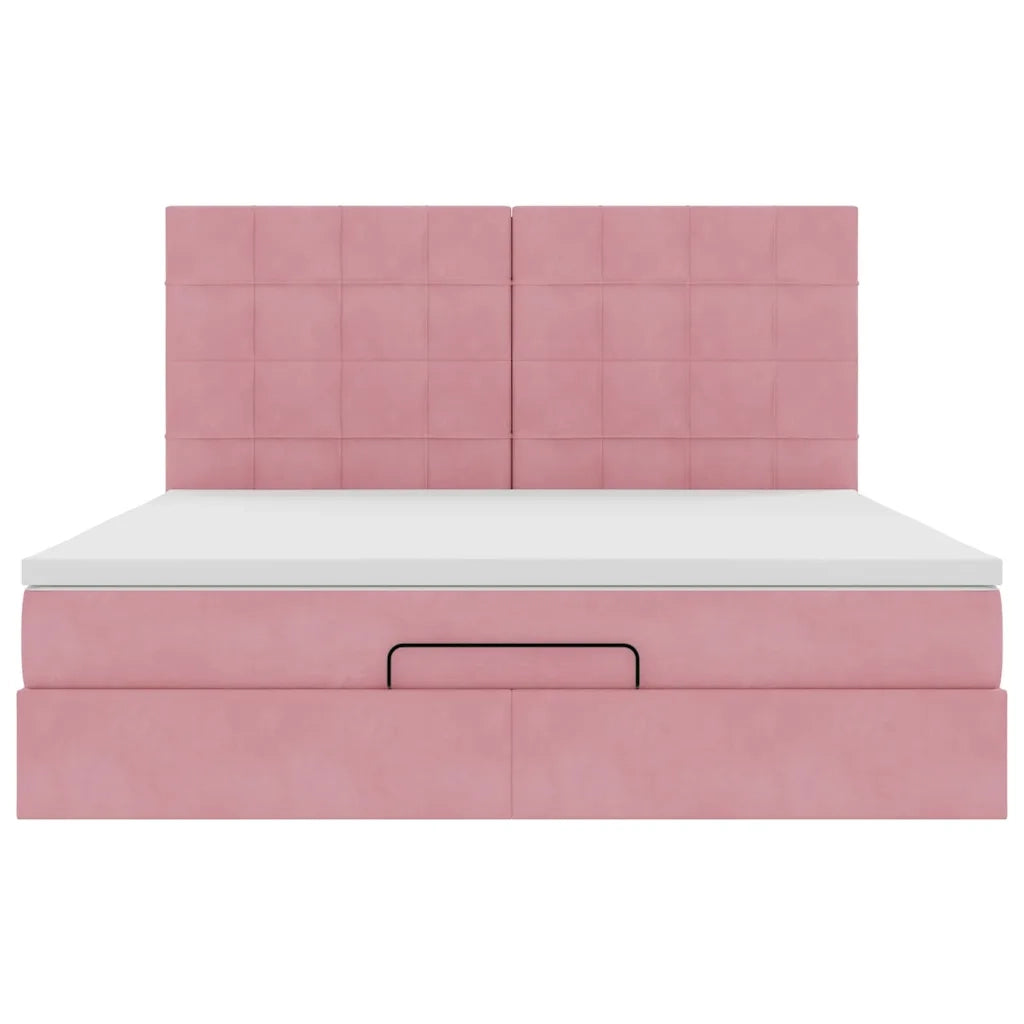 vidaXL Struttura Letto Pouf con Materassi Rosa 180x200 cm Velluto
