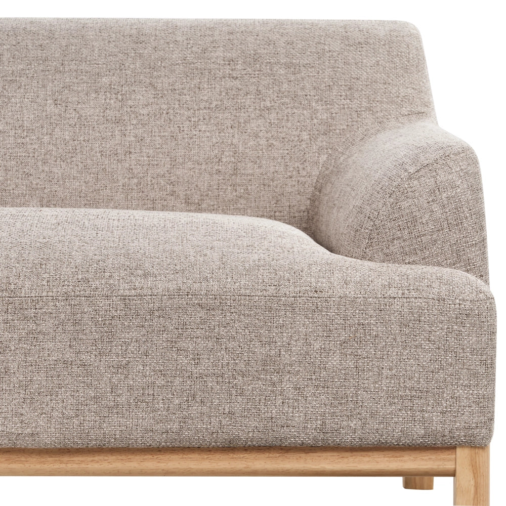 Divano angolare a destra Tessuto poliestere marrone chiaro Gambe di legno Soggiorno elegante