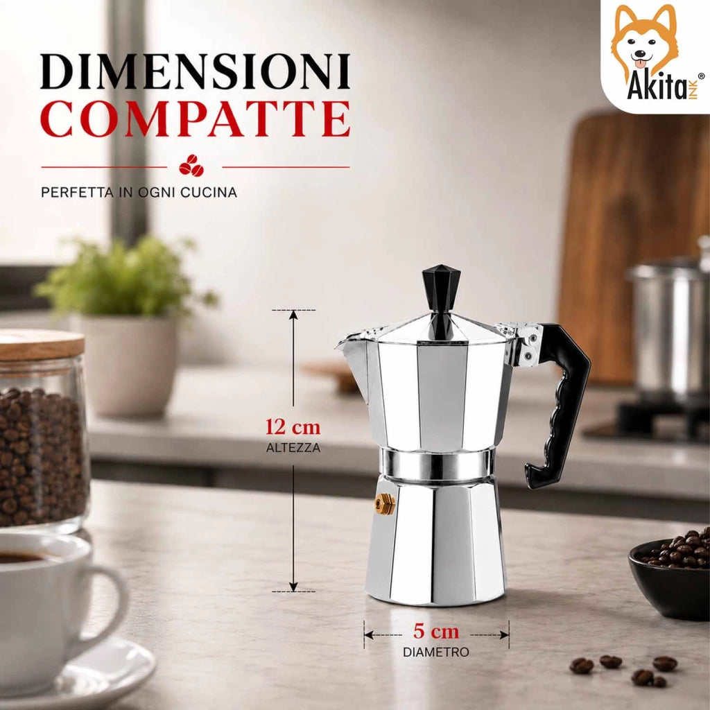 Akitaink Caffettiera Moka Mezza Tazza con Valvola di Sicurezza