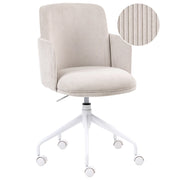 Sedia da ufficio in velluto a coste beige chiaro girevole con braccioli regolabile in altezza