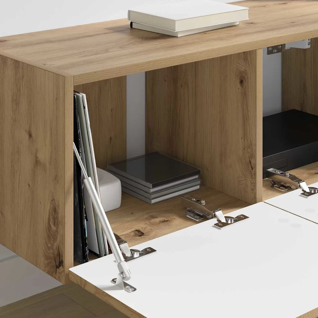 Mobile TV da parete 2 pcs Rovere Artigianale Legno multistrato