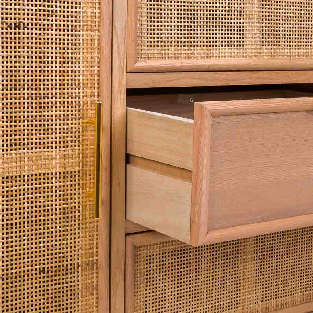 Credenza in MDF e griglia, marrone, 120x40,5x81 cm