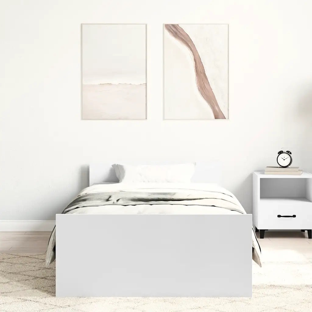 Giroletto-Struttura Letto Bianco 75x190 cm Small Single in Legno Multistrato