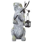 Statuetta decorativa Grigio MgO 37 cm Pezzo d'accento Coniglietto di Pasqua Decorazione per interni esterni Soggiorno