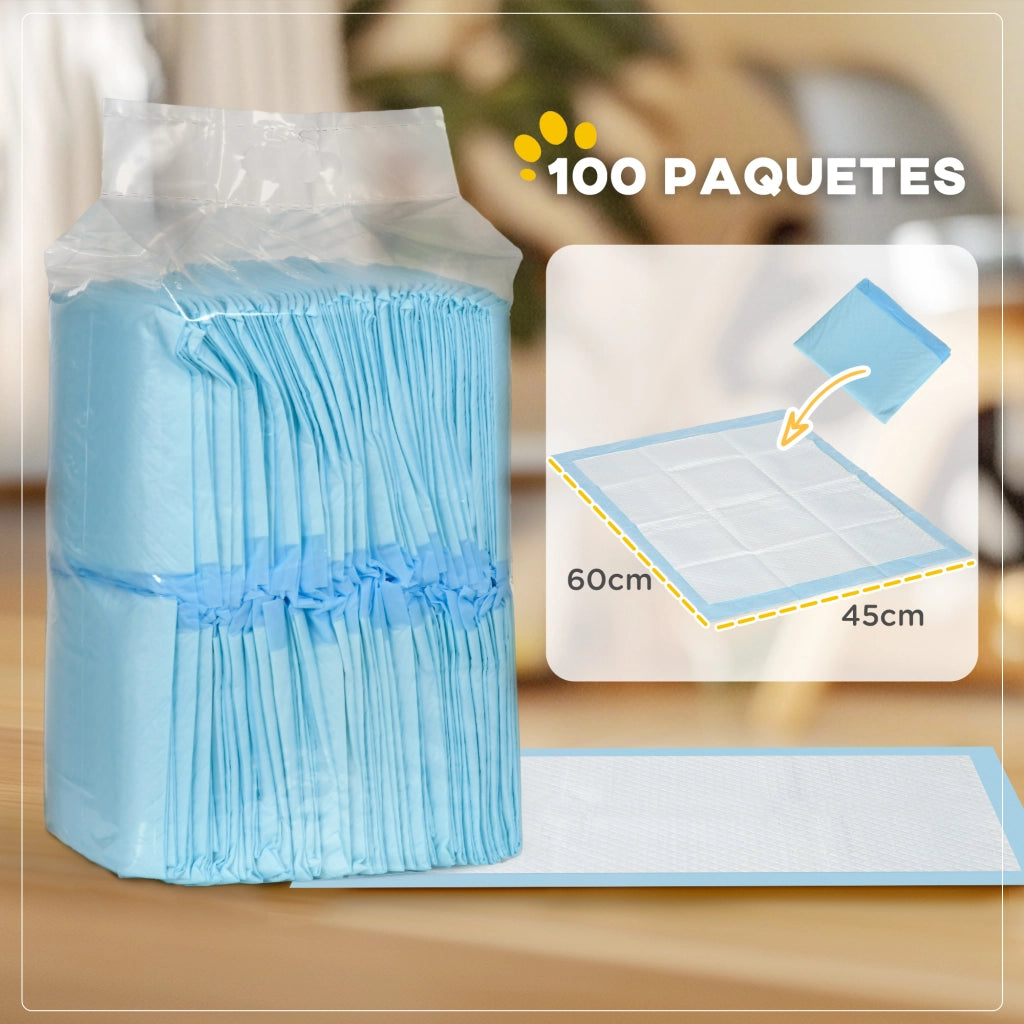 Tappetini Assorbenti per Cani 100 Pezzi ¨C Xylo ¨C 45x60 cm 6 Strati Impermeabili Asciugatura Rapida Blu