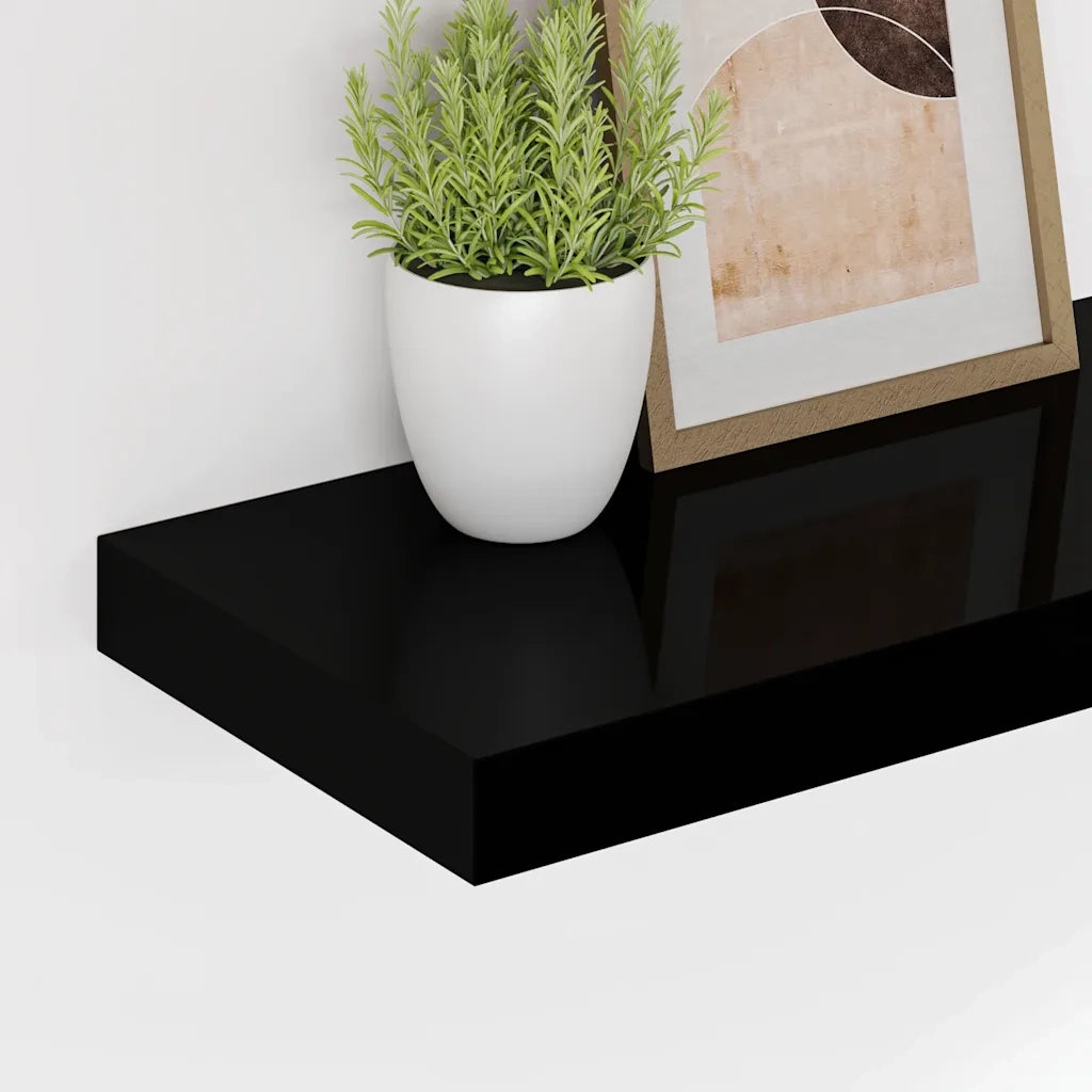 Scaffali a Parete 4 pz Nero Lucido 80x23,5x3,8 cm in MDF 323774