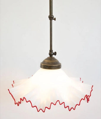 LAMPADARIO TELESCOPICO MURANO 1 LUCE IN FERRO BATTUTO CRUCCOLINI LAMPADE ROSSO
