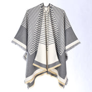 Nuovo scialle/mantella caldo e versatile in cashmere, stile europeo e americano, con orlo asimmetrico.