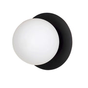 Applique Minerva in acciaio nero con diffusore in vetro