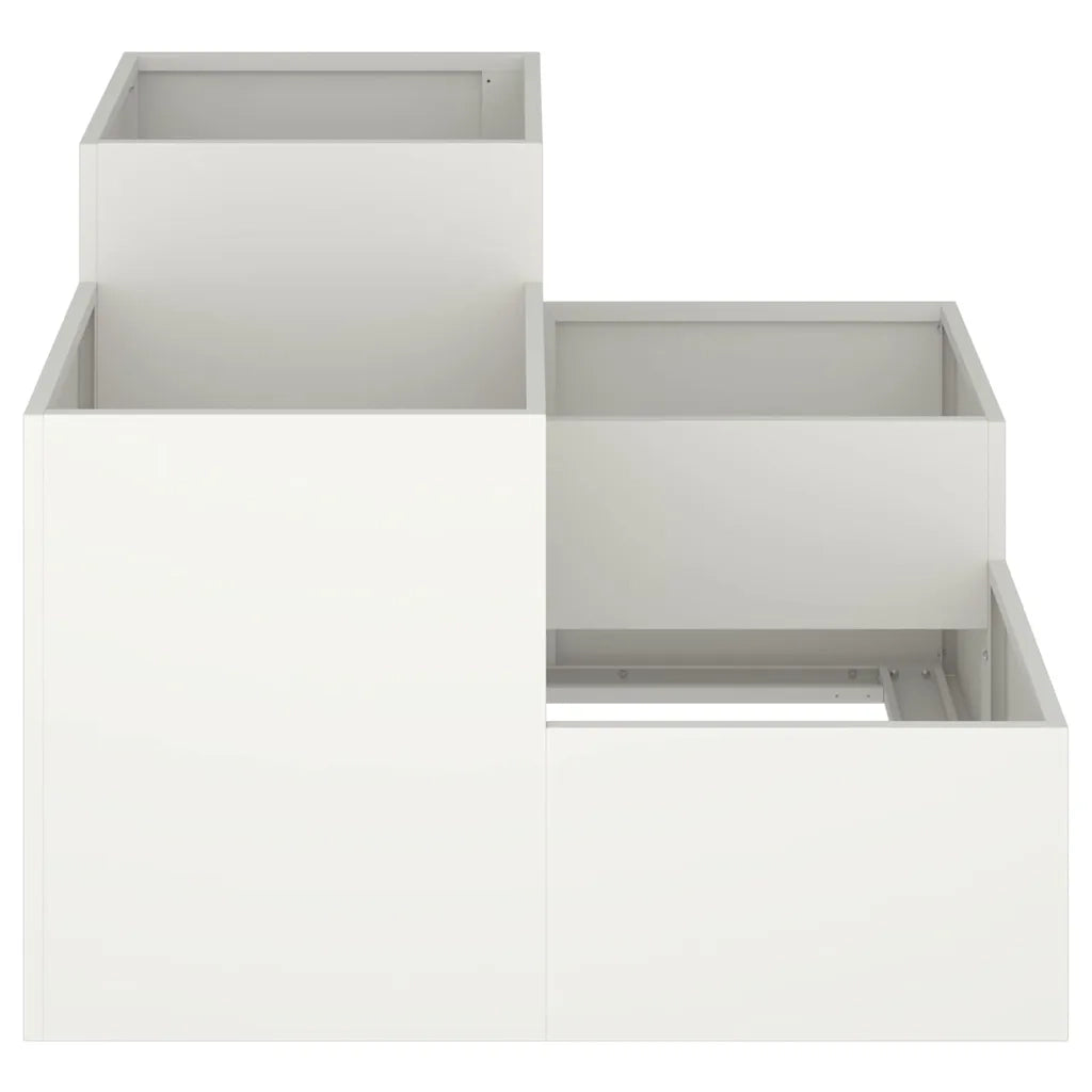 Fioriere | Cassetta per fiori | Vaso da giardino Bianco 80 x 80 x 60 cm Acciaio
