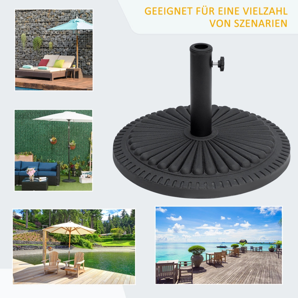 Supporto per ombrellone ¨C zephmum ¨C Nero, Acciaio, 14 kg, per tubi 35-48mm