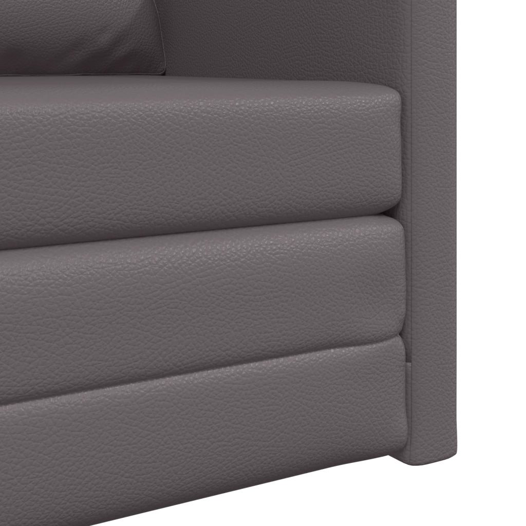 Divano Letto da Pavimento 2-in-1 Grigio 74x77x81 cm Pelle Sintetica