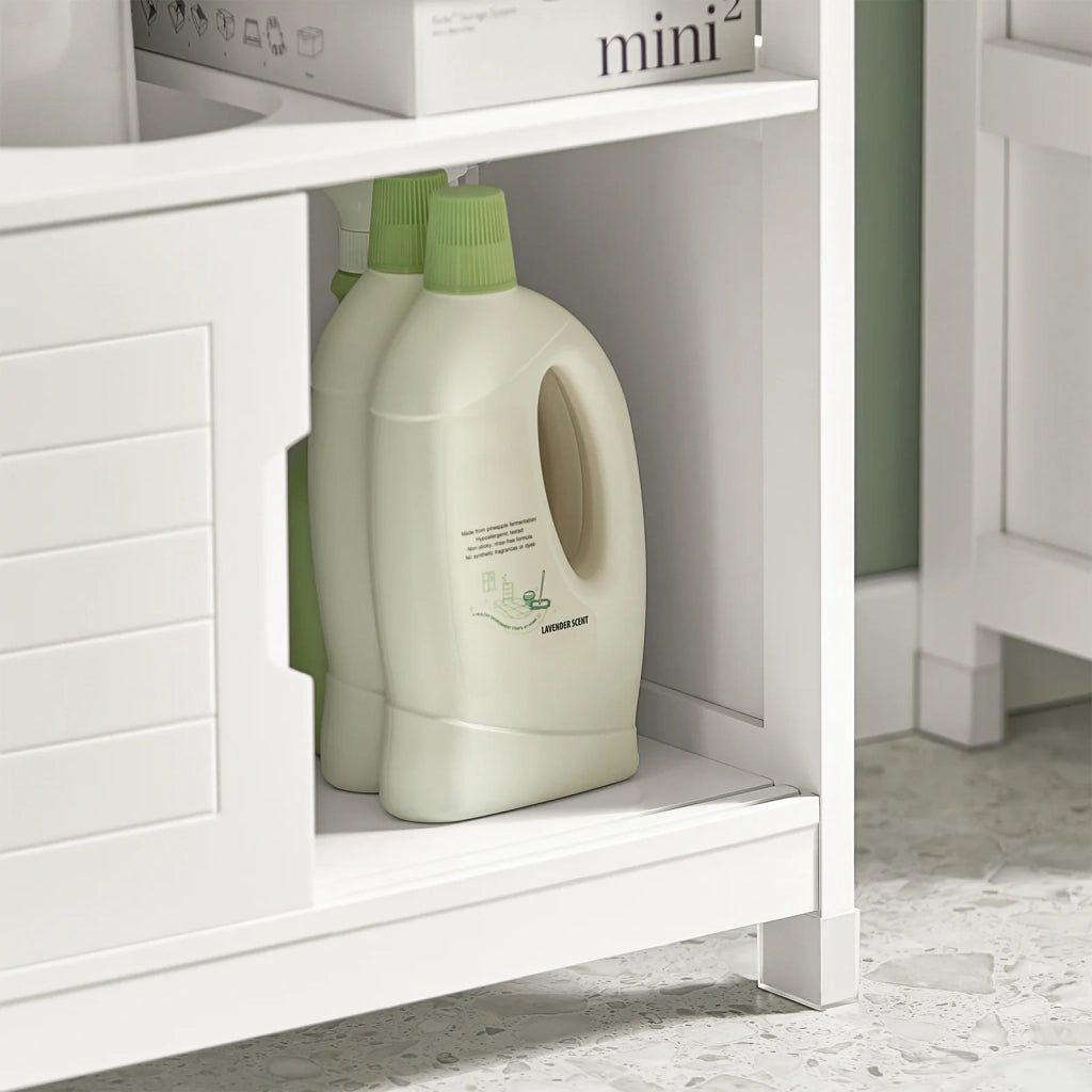 Mobile Sottolavabo Per Bagno con Poggiapiedi Sottolavabo Bagno Mobile Bagno Sottolavabo Bianco FRG128-II-W