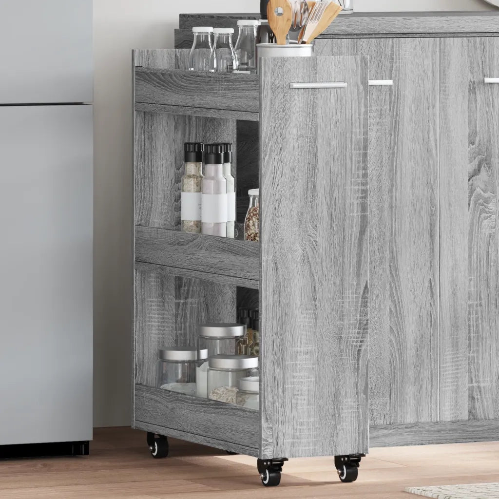 Mobile con Ruote Grigio Sonoma 60x22x79 cm in Legno Multistrato 840420