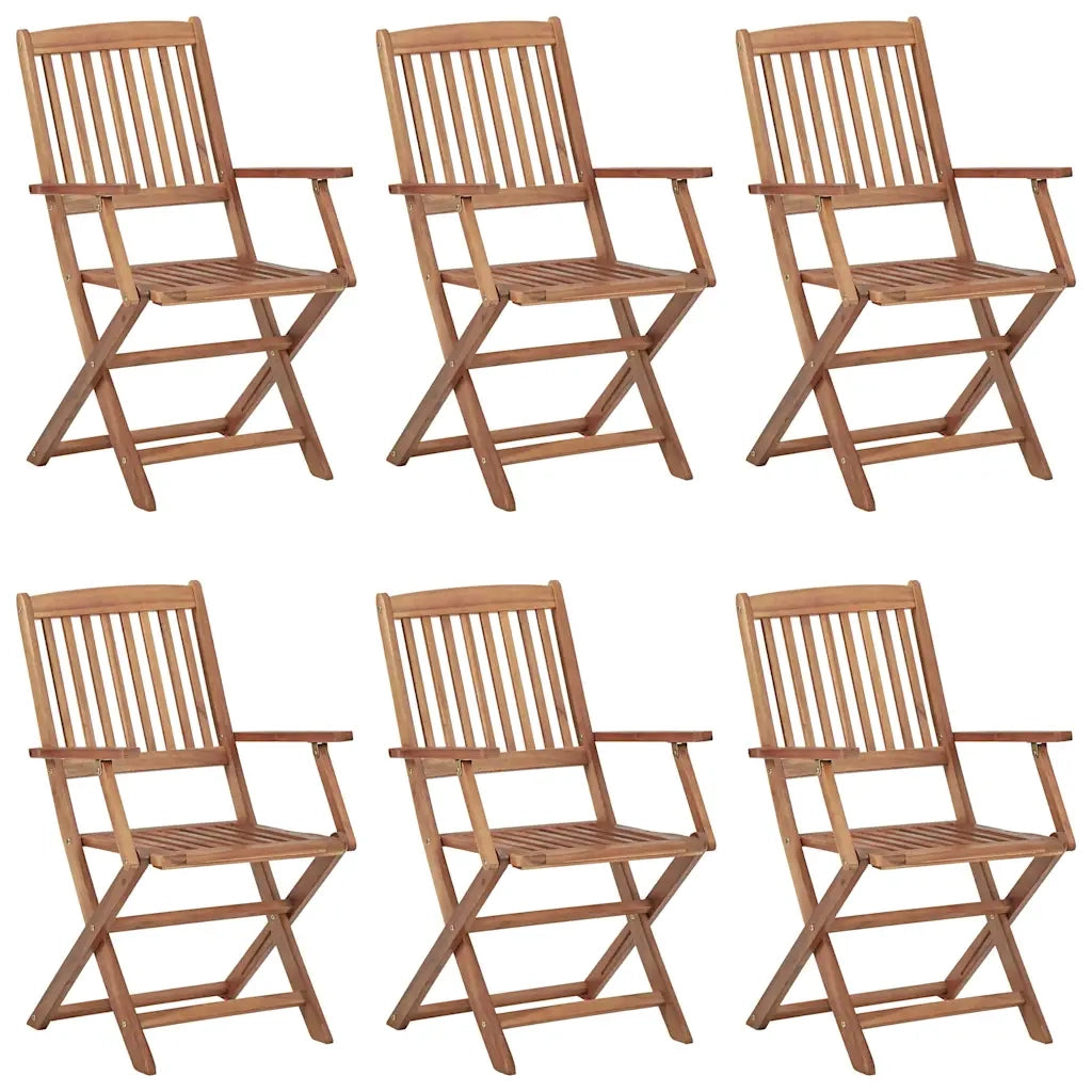 Sedie da Giardino Pieghevoli 6 pz con Cuscini Massello Acacia 3074941