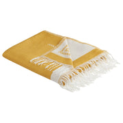 Coperta in acrilico e poliestere giallo 130 x 170 cm nappe boho soggiorno camera da letto
