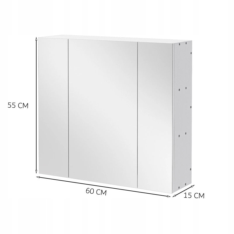 Mobiletto da bagno a parete con specchio a tre ante, stile loft moderno