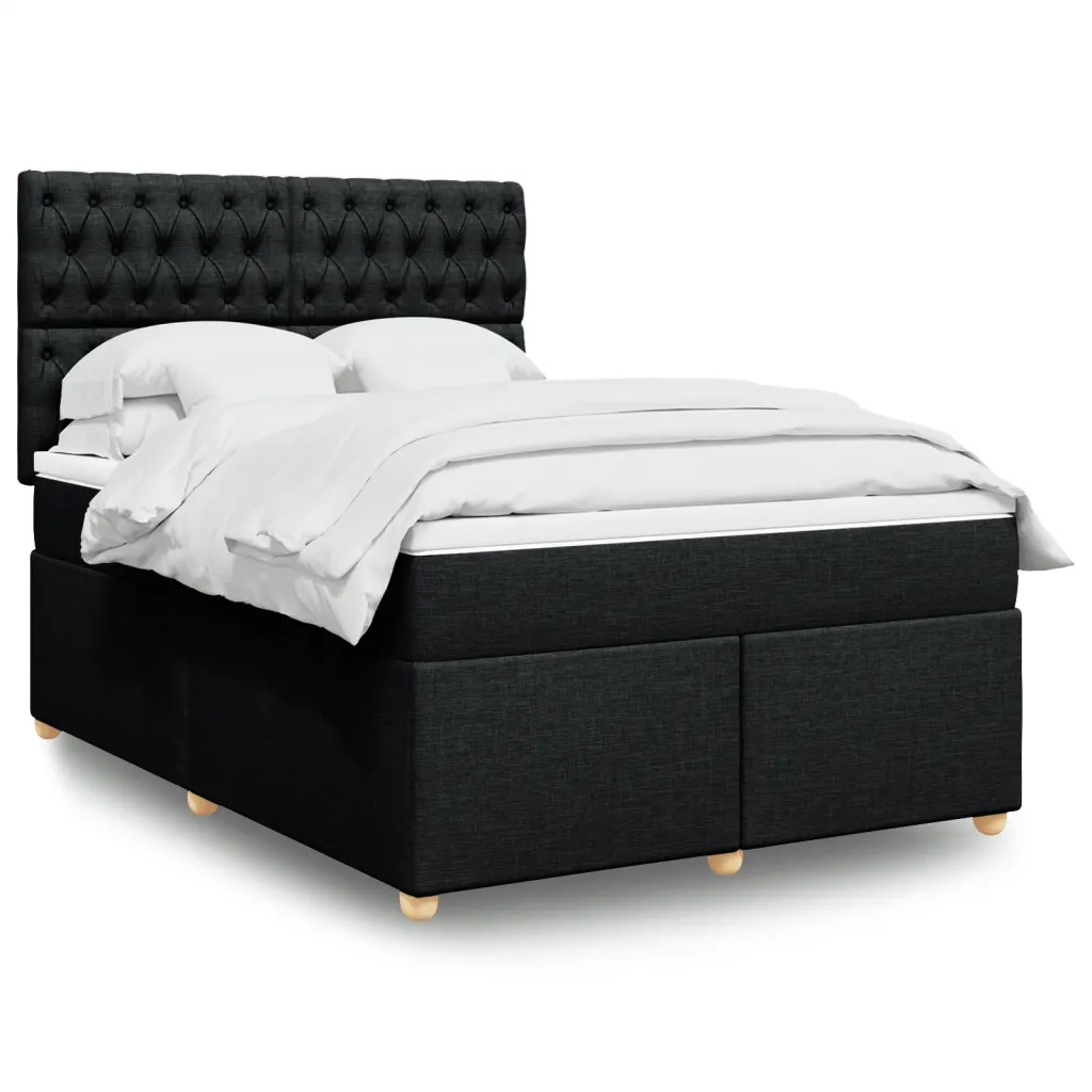 Giroletto a Molle con Materasso Nero 140x200 cm in Tessuto