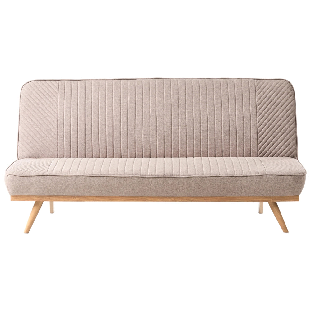 Divano letto Marrone Chiaro Rivestimento in tessuto Gambe in metallo 2 posti Seduta con schienale imbottito Design moderno Senza braccioli