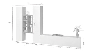 Parete Attrezzata Soggiorno 320x30x180 cm Maruska n°21 Bianco Lucido