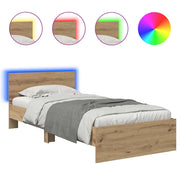 Letto singolo | Letto per adulti | Struttura del letto con testiera Rovere artigianale 90 x 190 cm