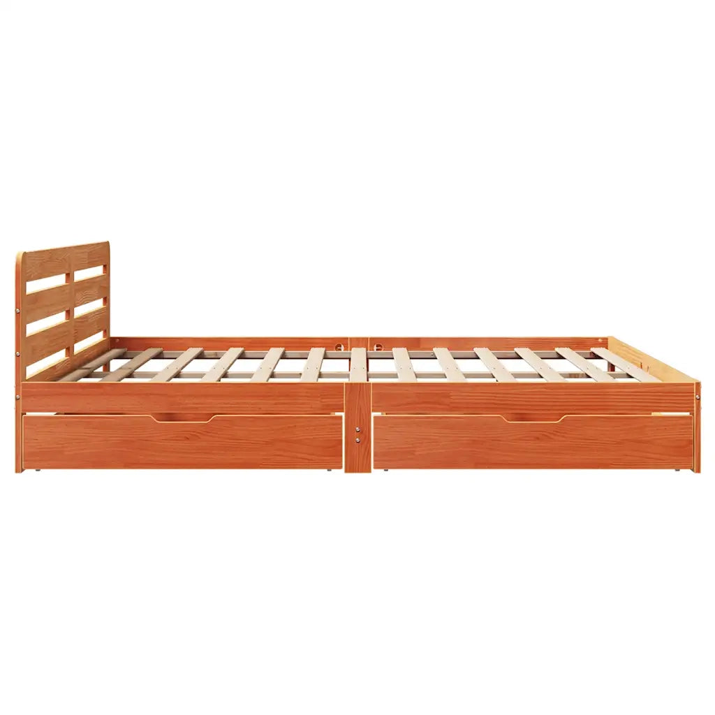 Giroletto senza Materasso Marrone Cera 200x200 cm Legno di Pino 3309859