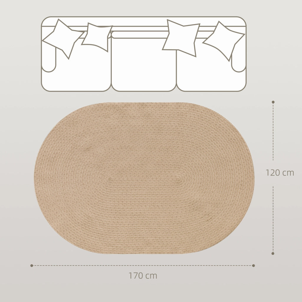 Tappeto Soggiorno 170x120 cm Lavabile Tessuto a Mano Stile Rustico ¨C Xylo ¨C Beige
