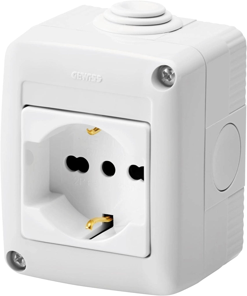 Presa combinata italiana e tedesca 2p+t 16a 250v ip40 grigio