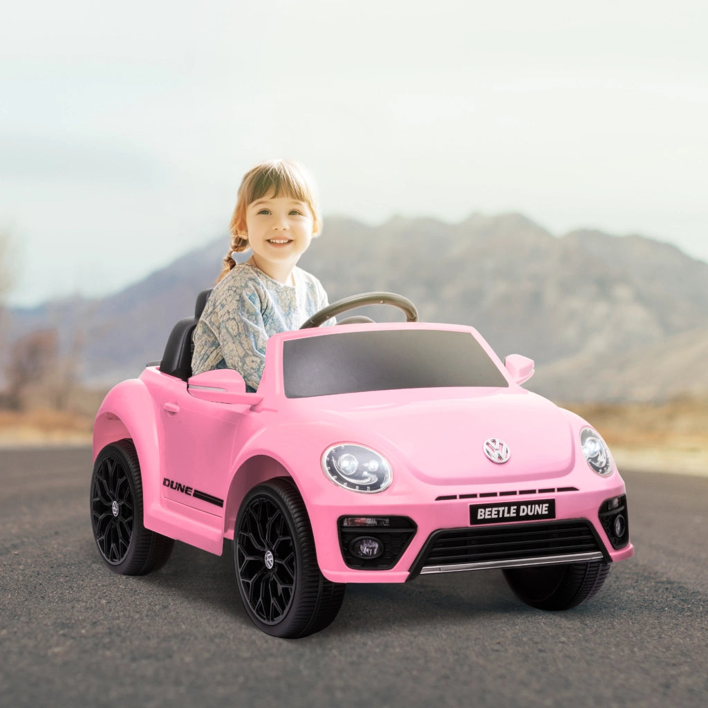 Auto Elettrica per Bambini Volkswagen Beetle 12V ¨C ZephMum ¨C Rosa con Telecomando e Luci