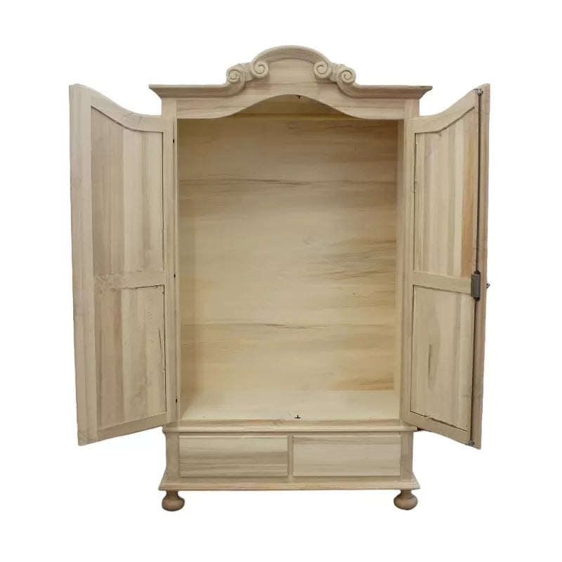 armadio classico 2 porte 2 cassetti legno grezzo 122x60x204 (1204) - Mobili 2G
