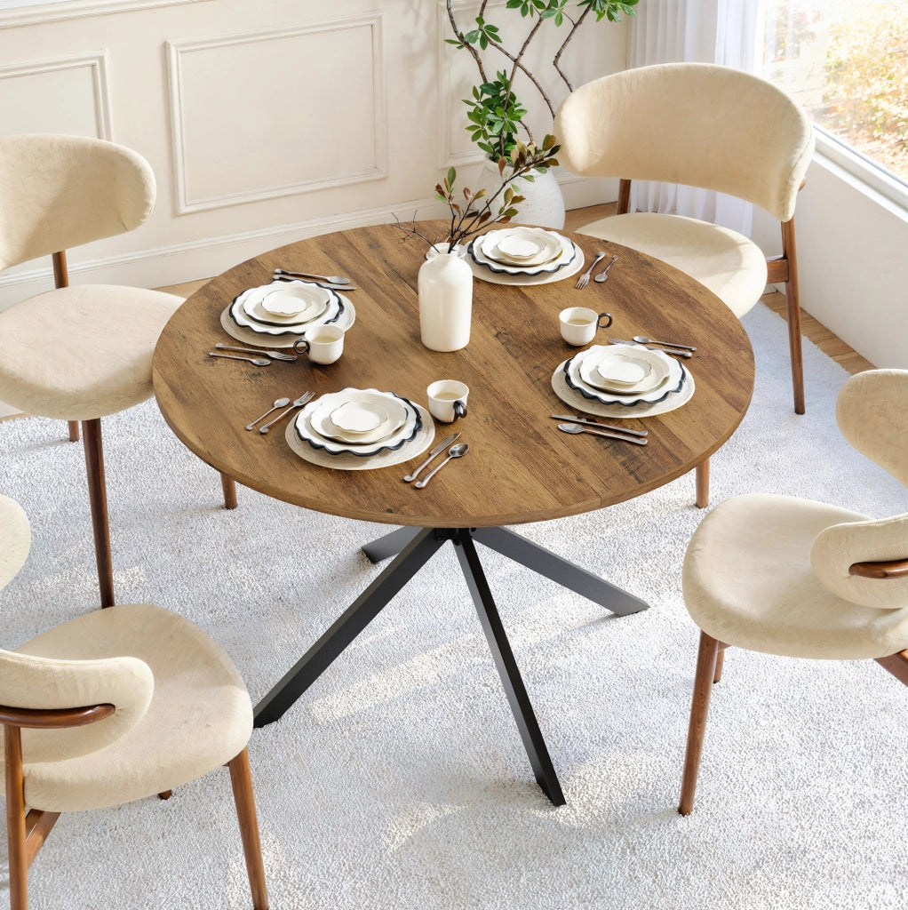 Tavolo rotondo Ø120 cm con gambe a X marrone e nero