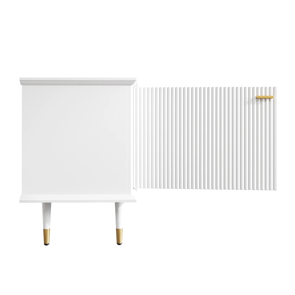 Mobile porta TV con 2 ante 1 vano aperto e 1 cassetto con passacavi per soggiorno in MDF bianco 170 × 36 × 54 cm