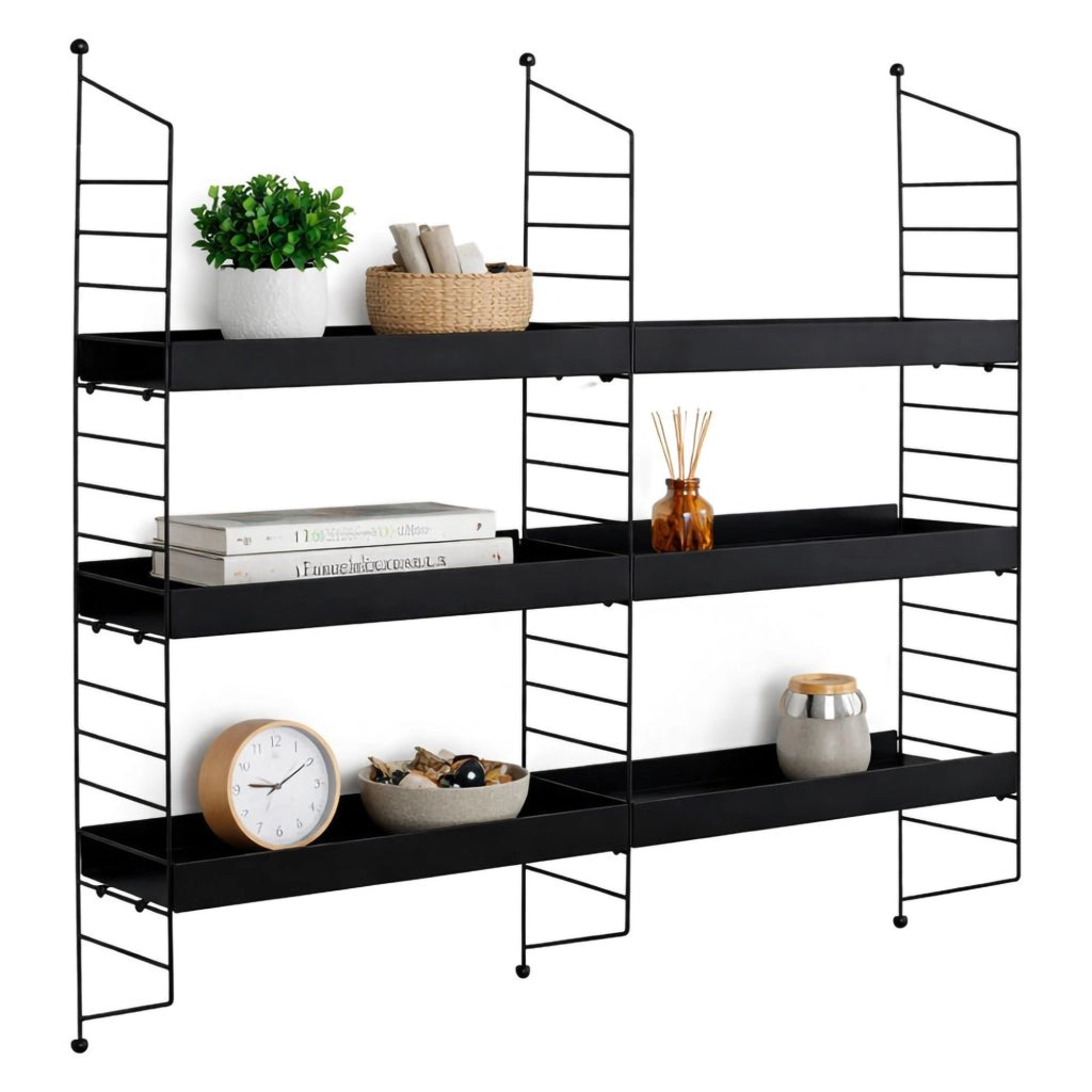 Scurelle, Mensola 3 Ripiani, 98x21x100h cm Nero