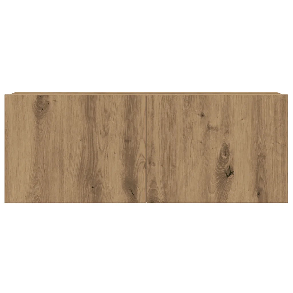 Set Mobile TV 4 pz Montato a Parete Rovere in Legno Multistrato 3329156