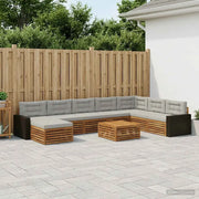 Set di divani da esterno 9 pcs Naturale e Grigio Chiaro 3383754