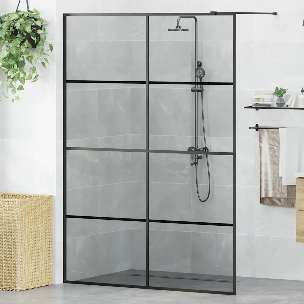 Parete Doccia Walk-in Nero 140 x 195 cm vetro temperato