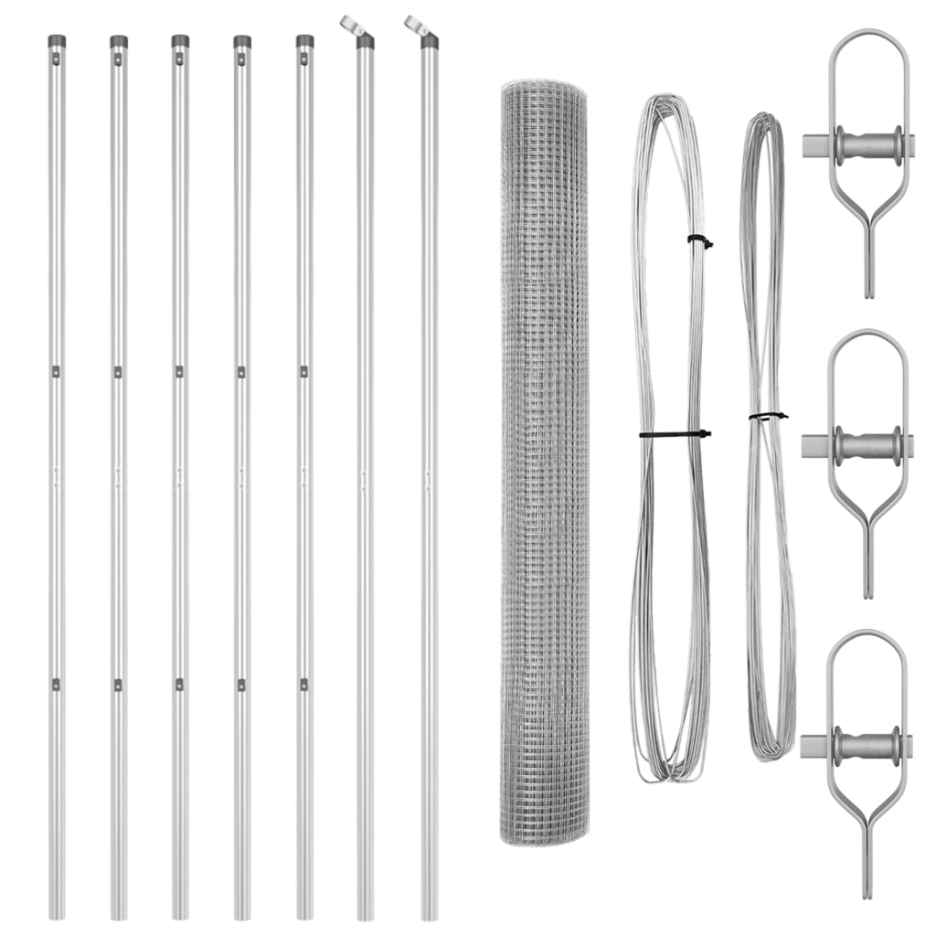 Set di Pali per Recinzione Set di 2 Acciaio Zincato 10 x 1 m