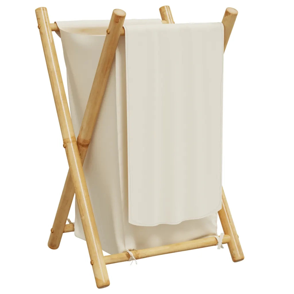 Cesto per Biancheria Bianco Crema 41,5x36x63,5 cm in BambÃ¹