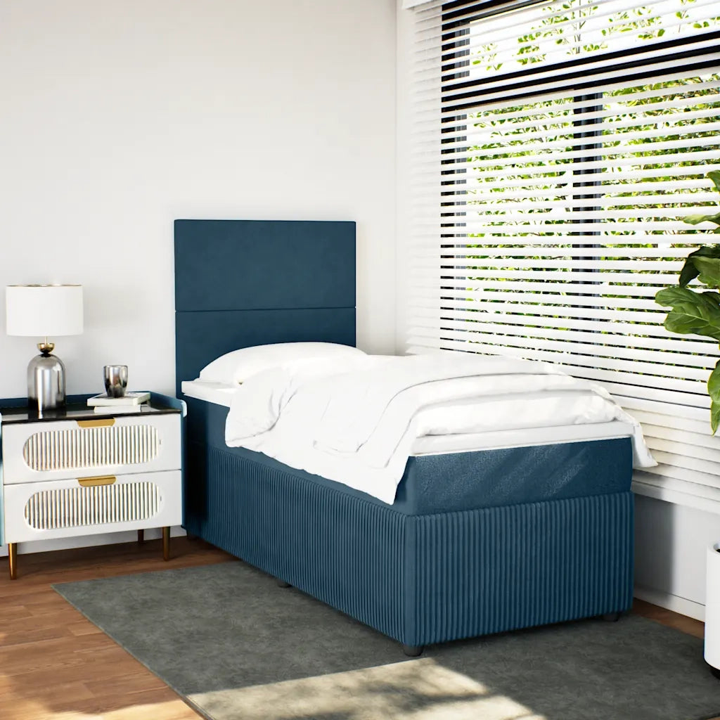 Giroletto a Molle con Materasso Blu Scuro 90x190 cm in Velluto