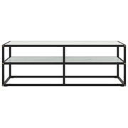Mobile TV Nero con Vetro Bianco Marmo 120x40x40 cm 322861