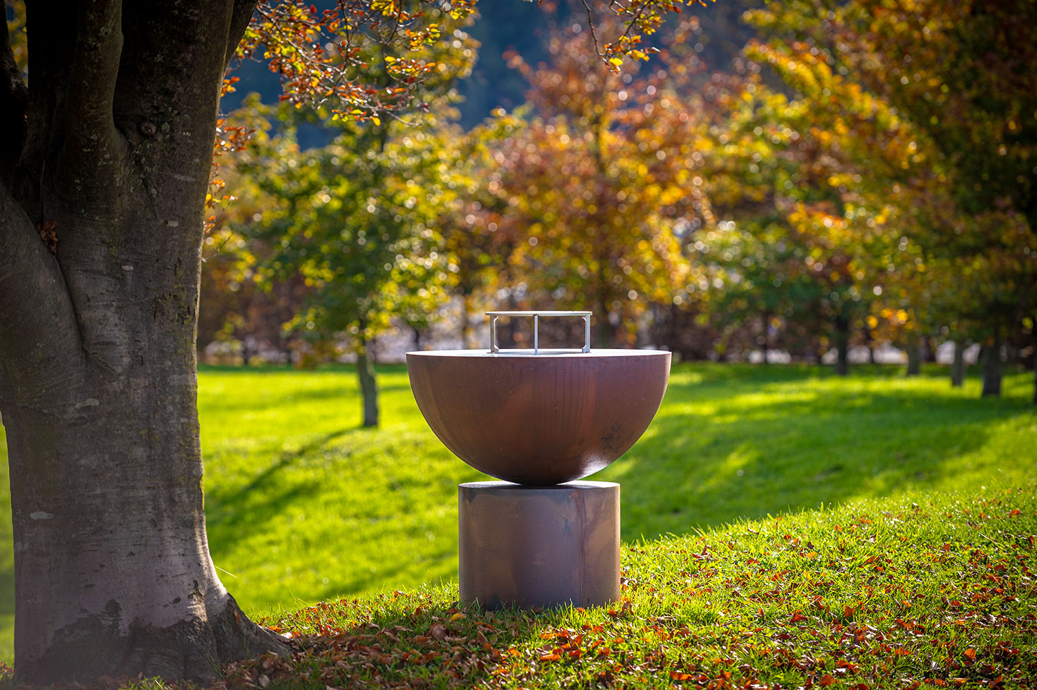 Barbecue a Legna Ø80x80 cm Primula in Acciaio Effetto Ruggine