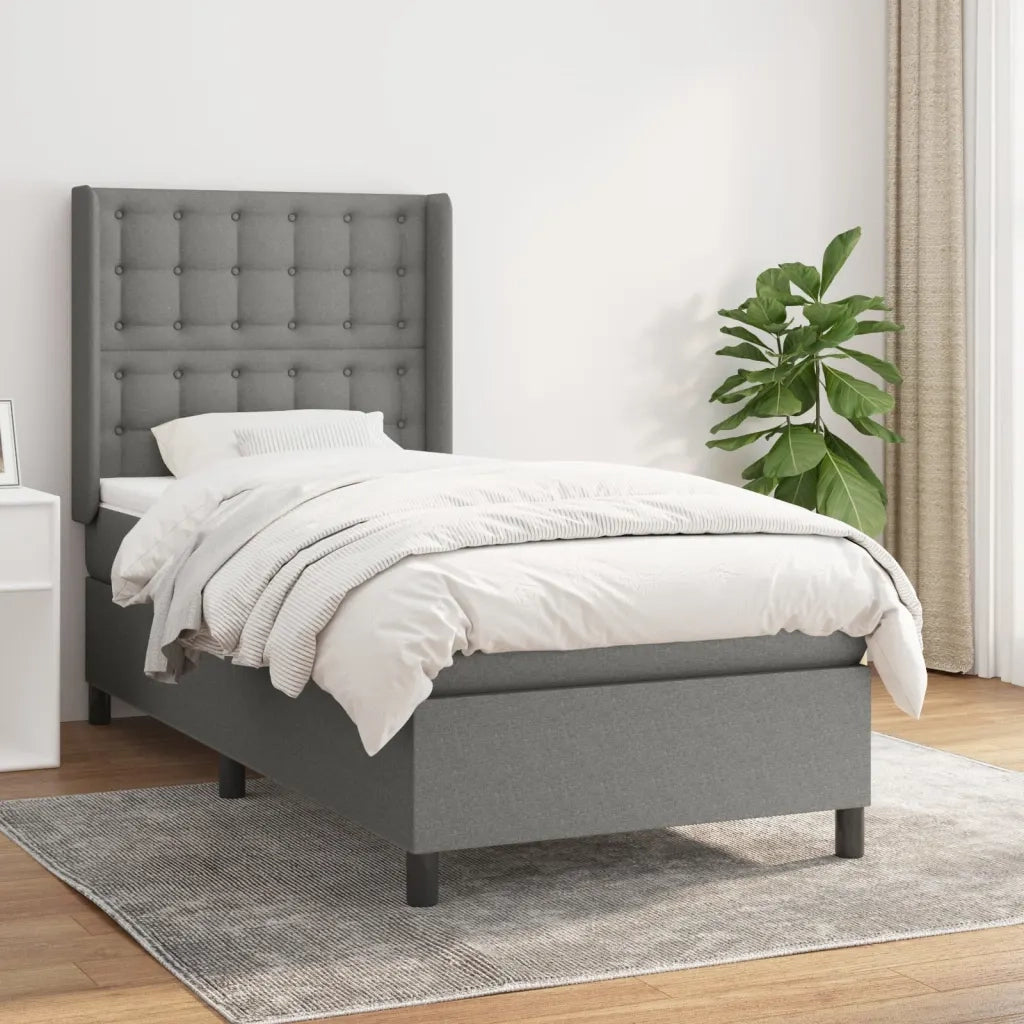 Giroletto a Molle con Materasso Grigio Scuro 80x200 cm Tessuto cod mxl 36215