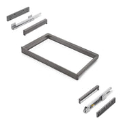 Kit 2 vassoio ausiliario, 1 cesto portabiancheria e telaio regolabile Quartz per armadi, chiusura ammortizzata e estra..