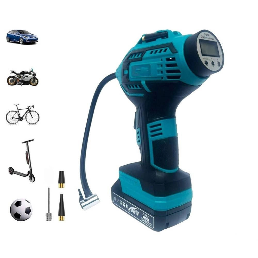 Trade Shop - Compressore Aria Portatile Doppia Batteria Litio 36 V Digitale Ruote Auto Moto -