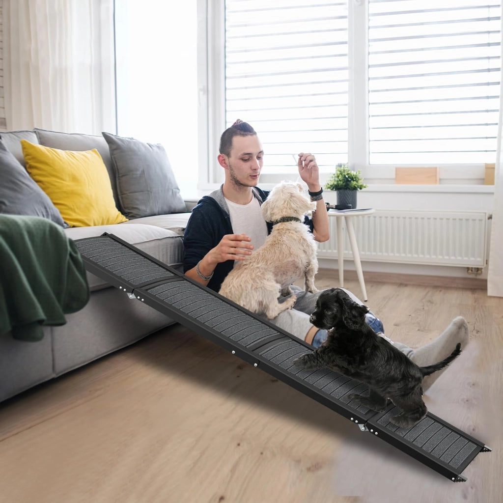 Rampa per cani pieghevole per auto, con superficie del tappeto, rampa per animali domestici, rampa per cani, antiscivolo, fino a 110 kg, rampa per cani per auto, camion, SUV
